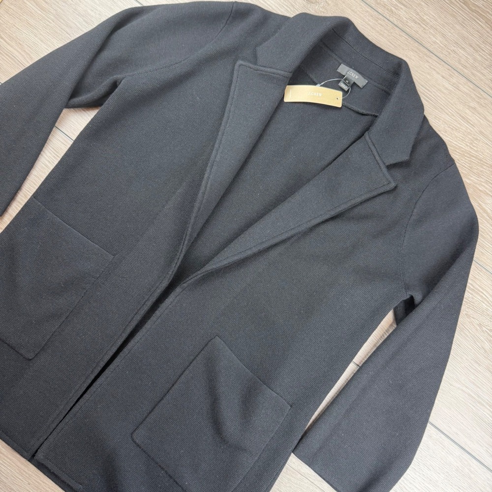 J.Crew Womens Sweater Blazer Merino Wool Blend Black M